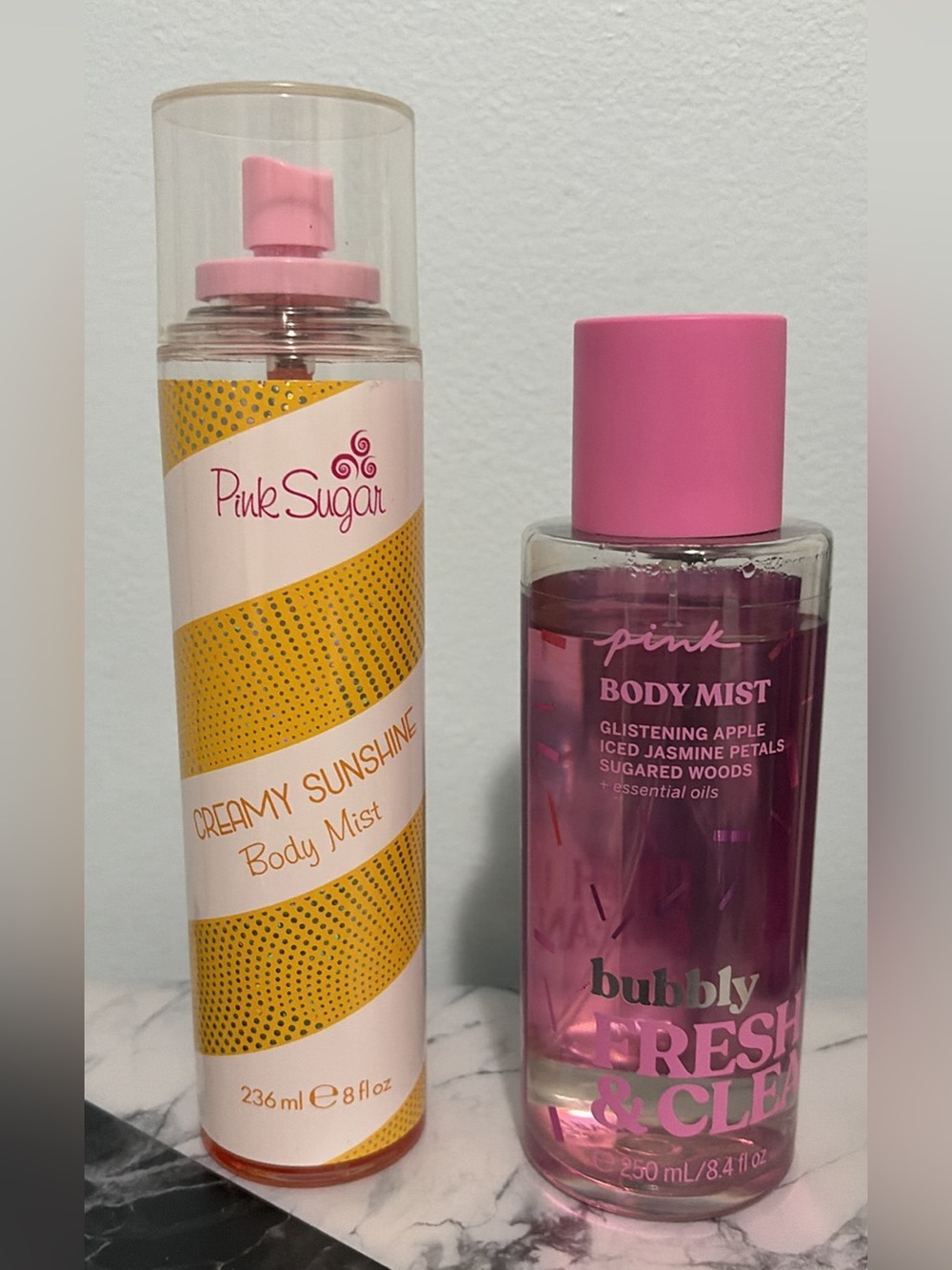 PINK Victoria's Secret Pink Sugar & Pink Body Mist Duo — Pink and Yellow